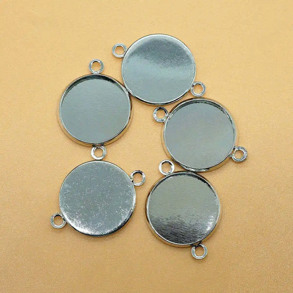 rhodium 20 шт 12 мм-25 мм Ожерелье Подвеска с пустым основанием одно двойное отверстие петли круглое звено без надписи кабошон, гнездовая оправа лотки база - Цвет: rhodium