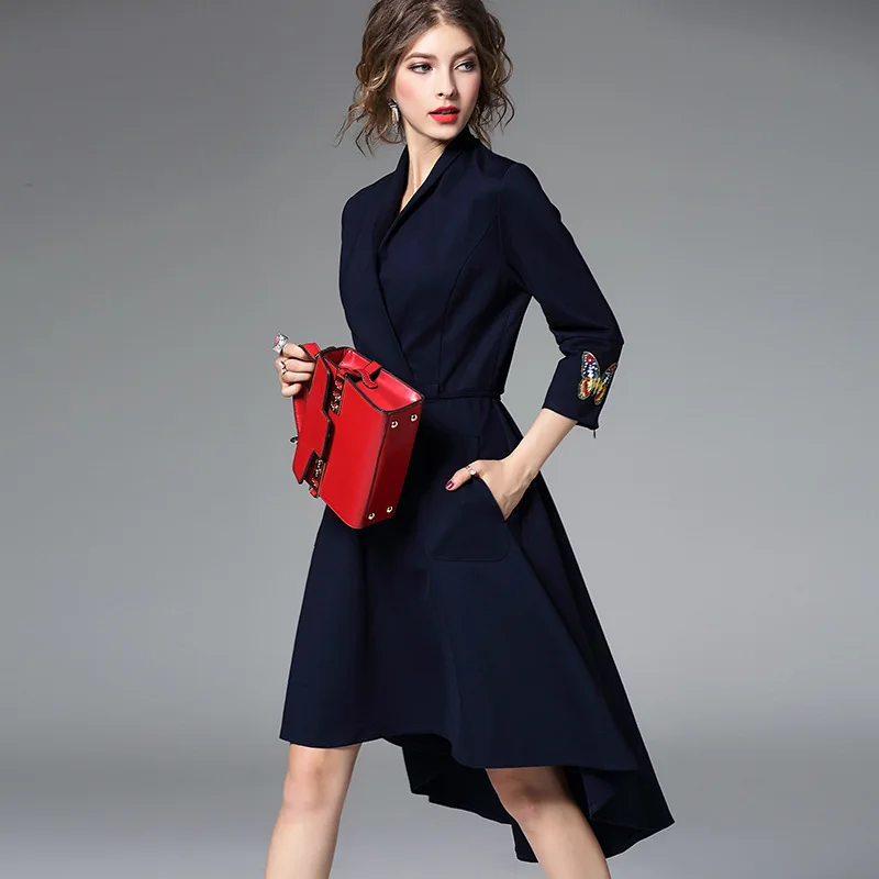 Женское платье Осень Зима Новое ТРАПЕЦИЕВИДНОЕ однотонное Повседневное