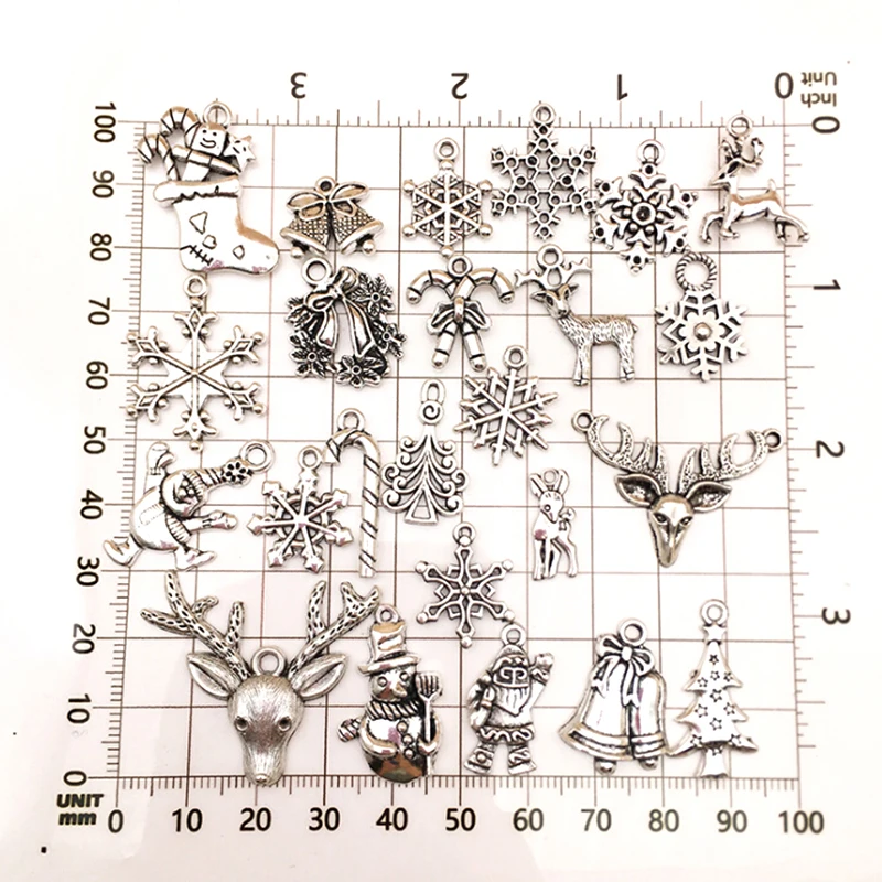 

50pcs/lot Tibetan Sliver Mini Mixed Christmas Charms Pendant DIY Jewelry Making