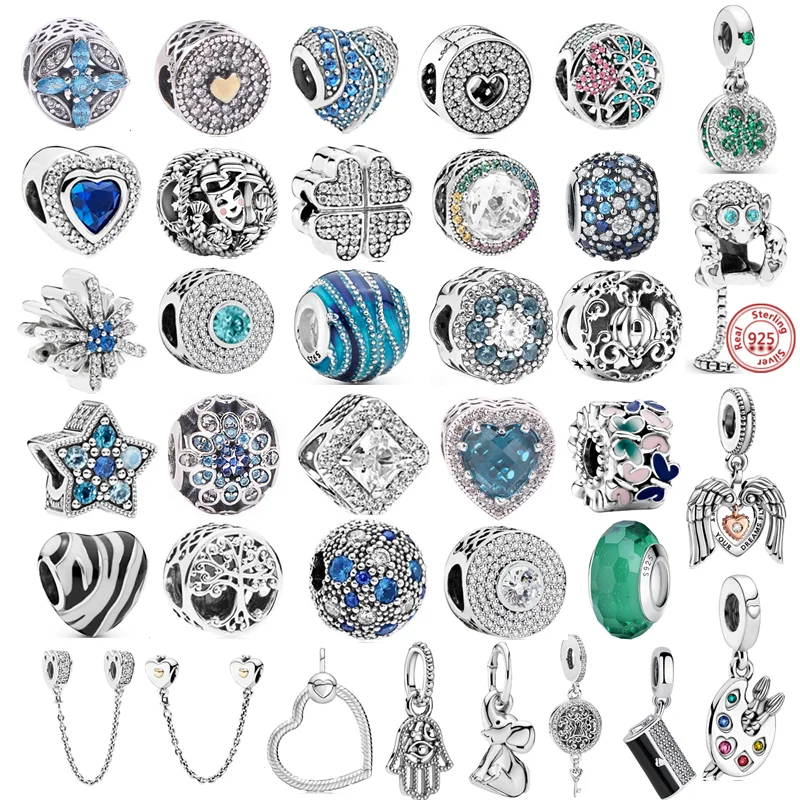 

Hot Sale 925 Sterling Silver Love Ocean Blue Monkey Charms Beads Fit Pandora Charm Bracelet For Women DIY Fashion Jewelry Making