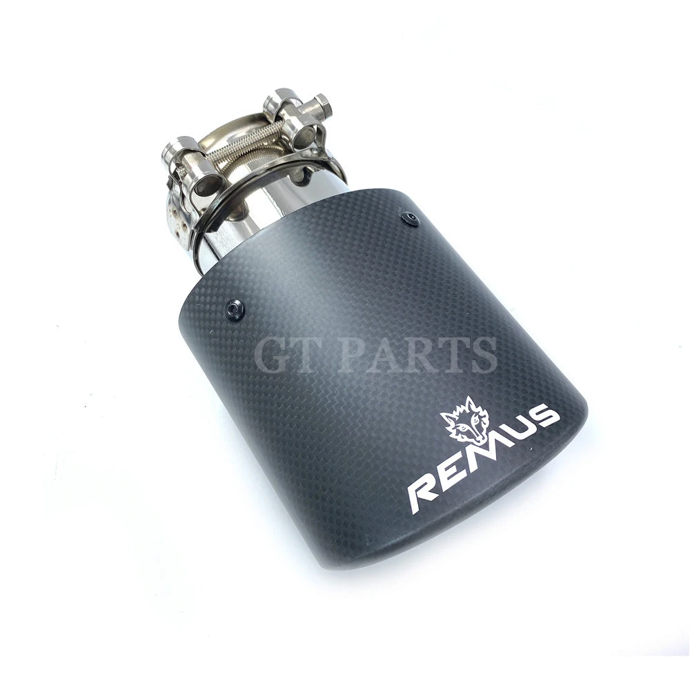 

1 шт., универсальный Овальный Глянцевый глушитель из углеродного волокна с логотипом Remus для BMW, Benz, AUDI, HYUNDAI