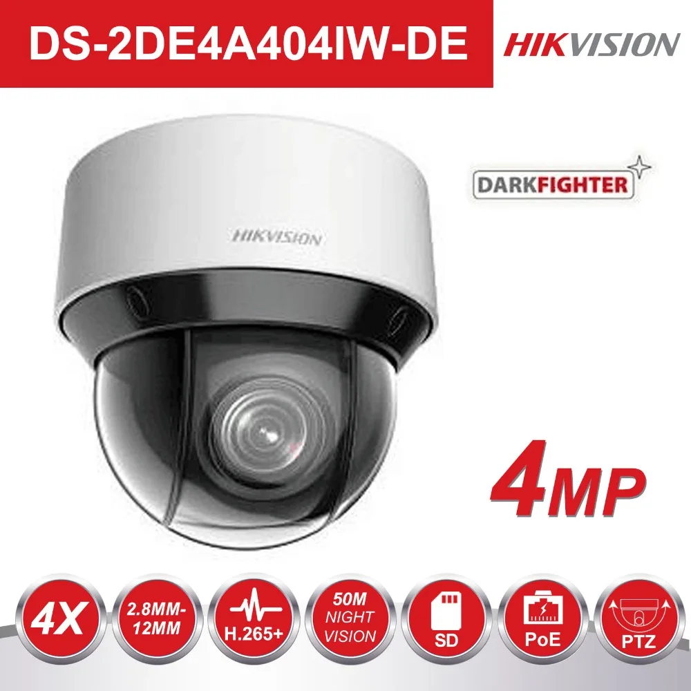 Hikvision Dark Fighter камера видеонаблюдения DS-2DE4A404IW-DE 4MP 4X 2,8-12 мм купольная PTZ IP камера H.265+ цифровой Defog