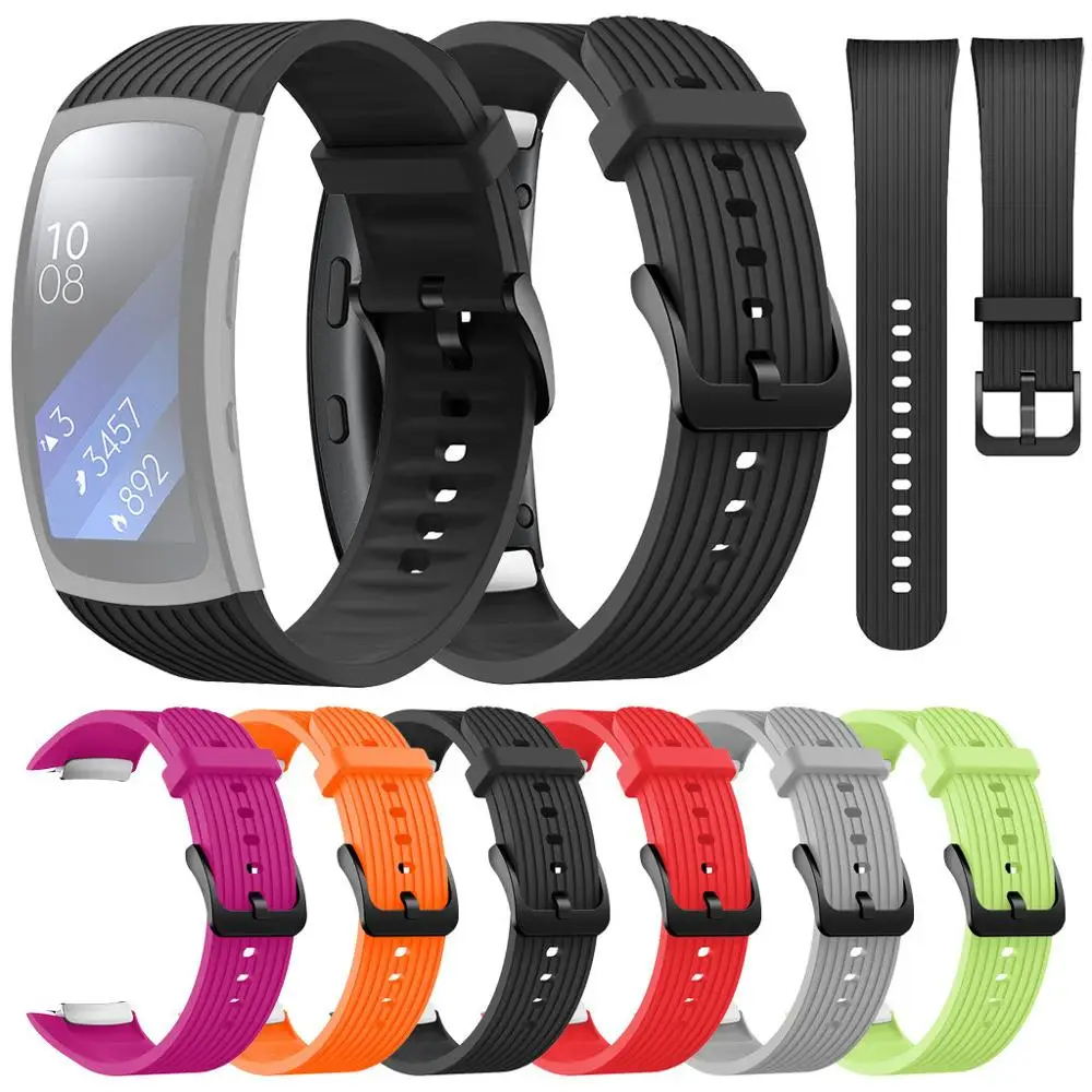 Сменный ремешок для часов из мягкого силикона спортивный Samsung Gear Fit2 Pro широкий