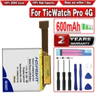 Аккумулятор HSABAT 600 мАч для часов TicWatch Pro 4G, литий-полимерный перезаряжаемый аккумулятор для замены