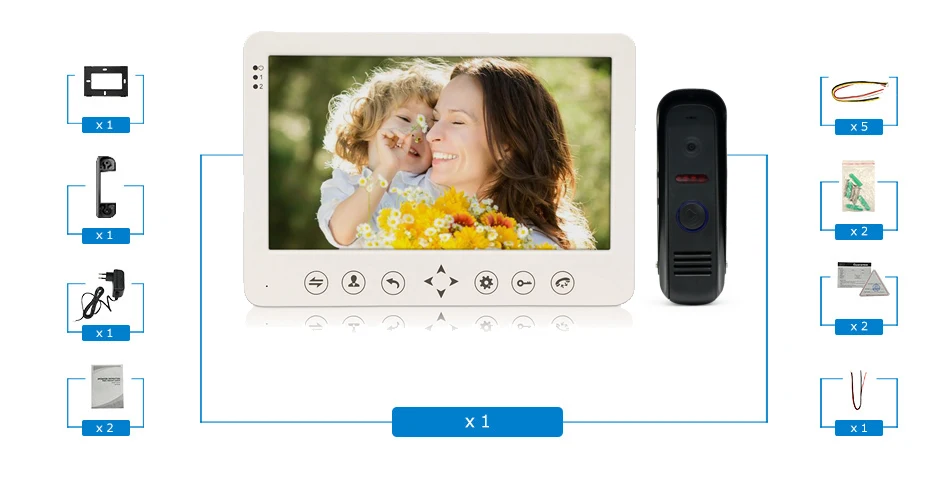 JeaTone 1" сенсорная кнопка дверной монитор видеодомофон домашний дверной телефон рекордер система управления Дверной замок на двери Громкая связь