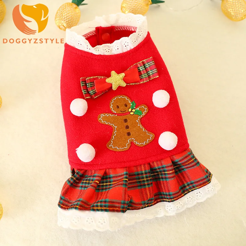 Рождественское пальто для собаки зимний теплый красный имбирный хлеб Мужской