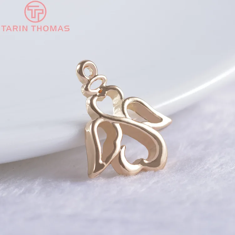 Латунные подвески в виде ангела с покрытием 24 каратным золотом 10 шт. 20 х16 мм