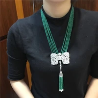 natural 5strands 4mm faceted stone micro inlay zircon accessories tassel pendantnecklace 55 65cm