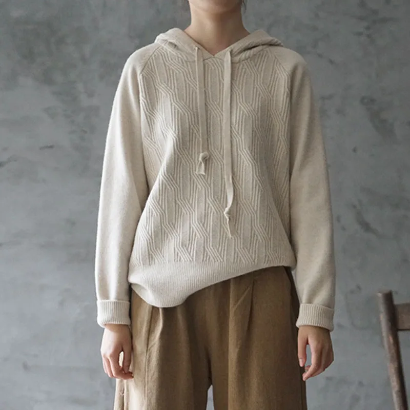 Новинка 2019 зимний Однотонный пуловер с капюшоном свободный удобный женский