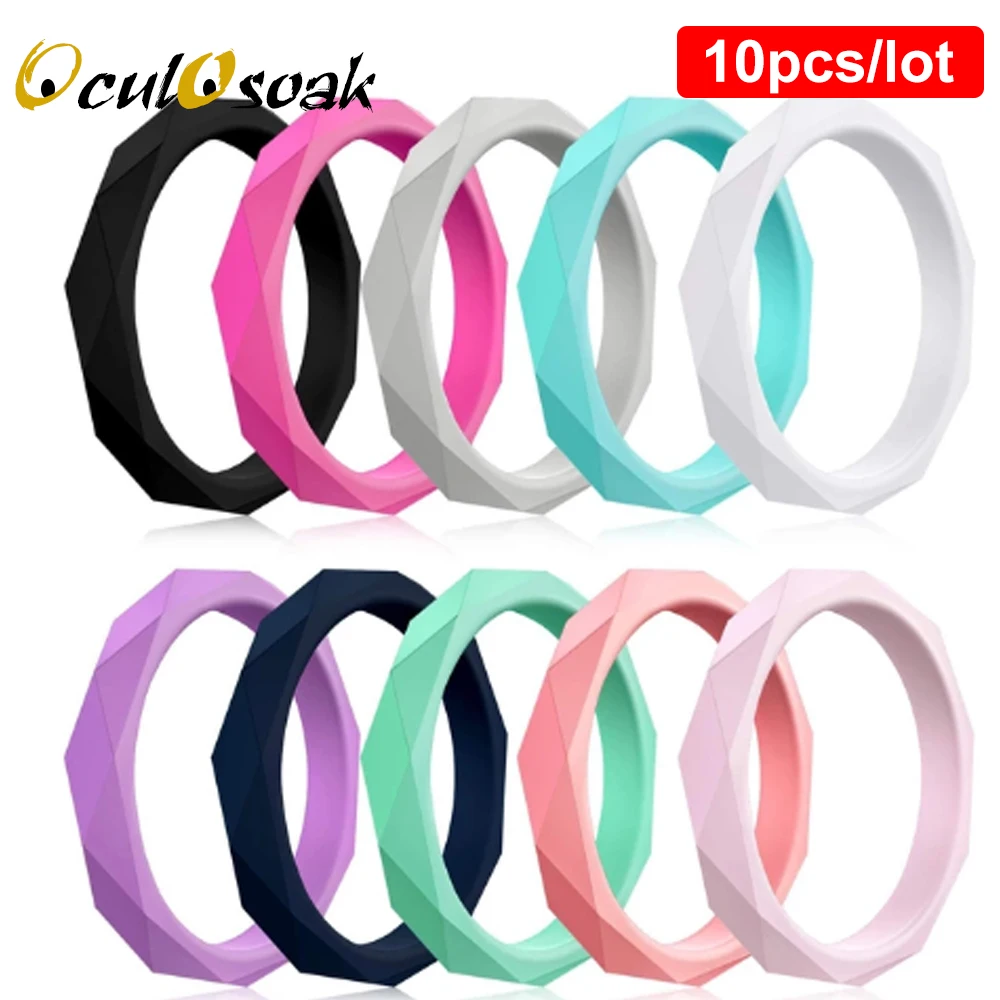 

3mm Silicone Rings Set for Woman Sports Finger Ring New Design Flexible Hypoallergenic Wedding Bands FDA Food Grade Anel US 4-10