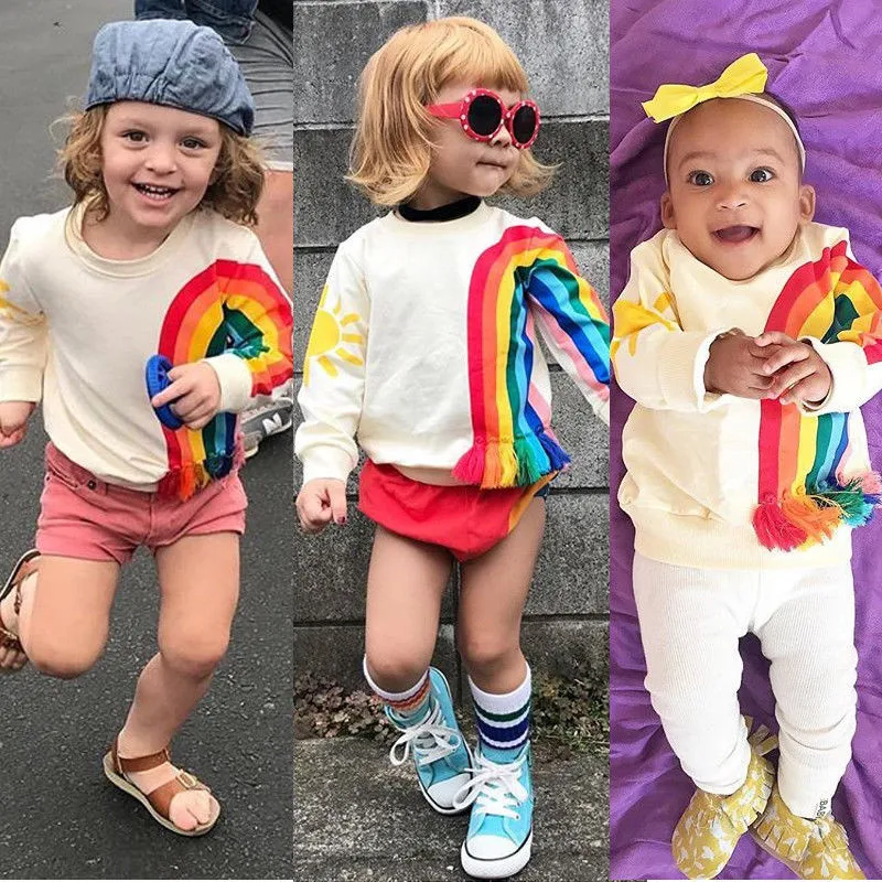 Modis Pudcoco Toddler Baby Kid Girl Coats Cool Rainbow Sunshine print Shirt autumn Clothes long sleeve Jackets baby girls | Детская