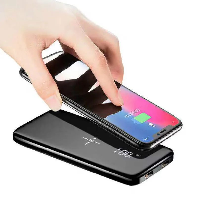 Быстрая зарядка беспроводной внешний аккумулятор Двойной USB зеркальный экран