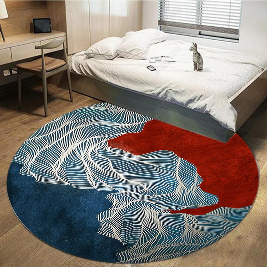 

Круглый ковер в китайском стиле, домашний ковер для спальни, декоративный коврик, большой ковер для гостиной, круглый ковер для детской комн...