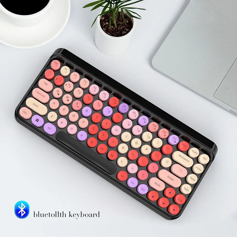 Беспроводная клавиатура Bluetooth мини круглые колпачки для ключей Игровая Macbook iPhone