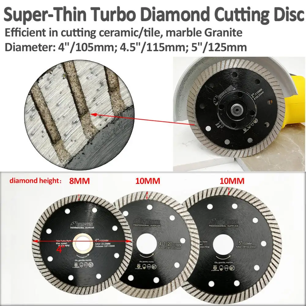 SHDIATOOL 10 шт 4 "/105 мм супер тонкий алмазные лезвия Turbo отрезной диск алмазный