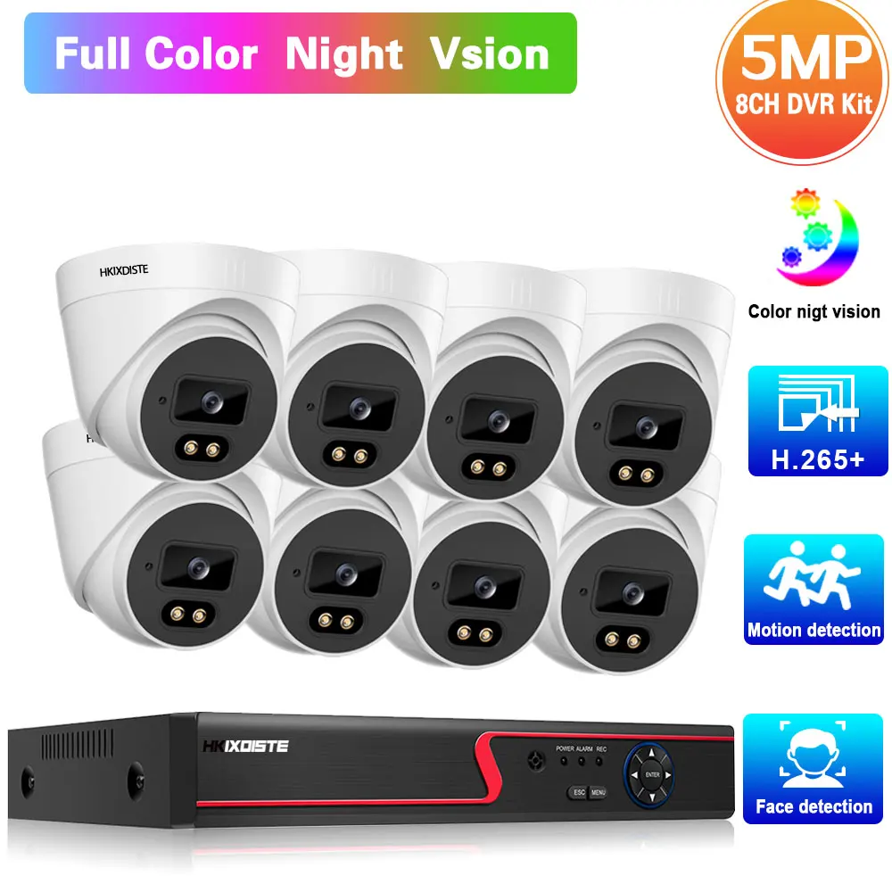 

5MP Home CCTV Monitoring Security Camera System Set 8CH DVR Kit AHD Dome Camera Video Surveillance Sysmte Kit 8 Channel XMEYE