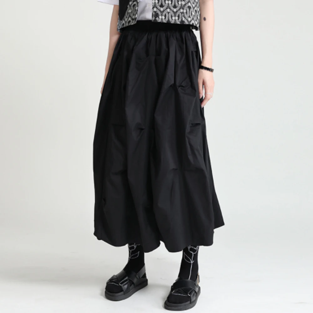 

European American Dark Tie Lace High Waist Half Length Ladies Skirt Design Niche Loose Skirts