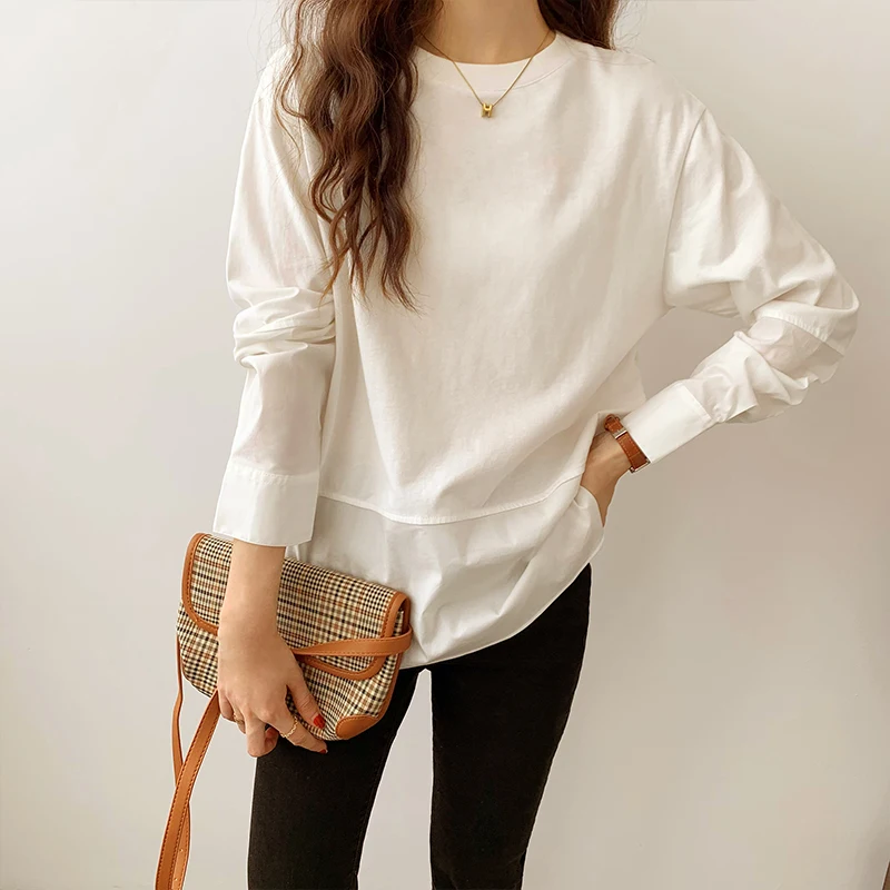 

white T-shirt woman inside take render wear long sleeve shirt jacket unlined upper garment of western style folding