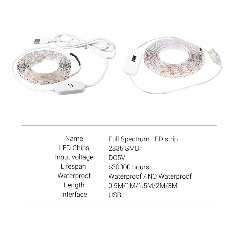 USB СВЕТОДИОДНЫЙ светильник для выращивания полный спектр постоянного тока 5 В