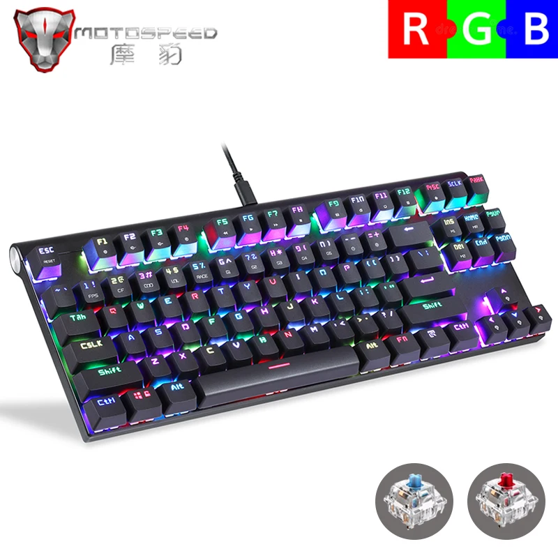 Портативная Механическая игровая клавиатура Motospeed CK101 проводная USB с 87 клавишами