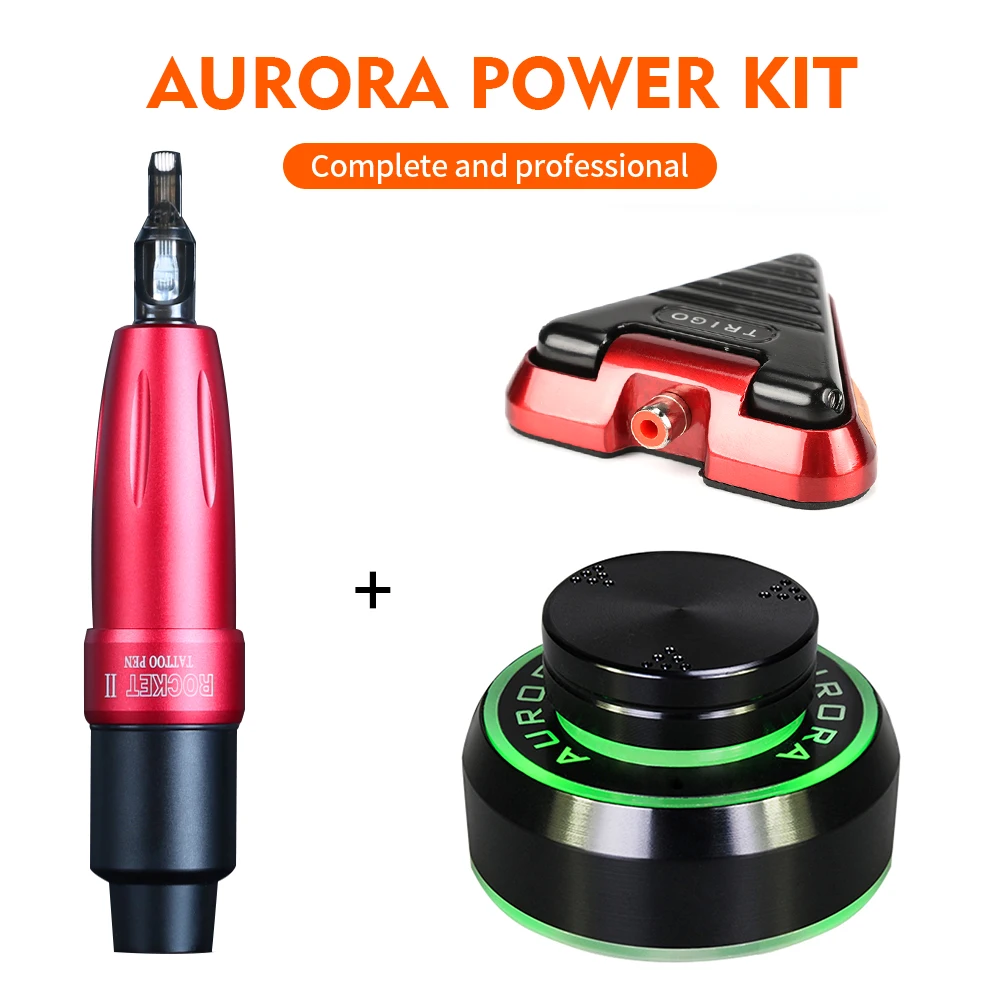 

Professional Tattoo Set Matching Rocket 2 Rotating Motor Gun Tattoo Machine Pen Aurora 1 Power Supply With Triangle Pedal Supply