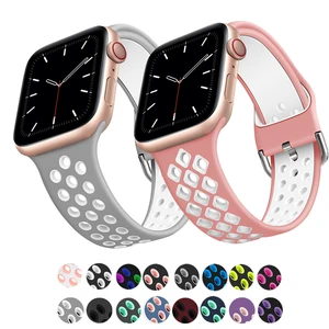 New Silicone Strap bands For iWatch series 6 se 5 4 3 44mm 40mm breathable soft Sport Strap for apple watch band 38mm 42mm