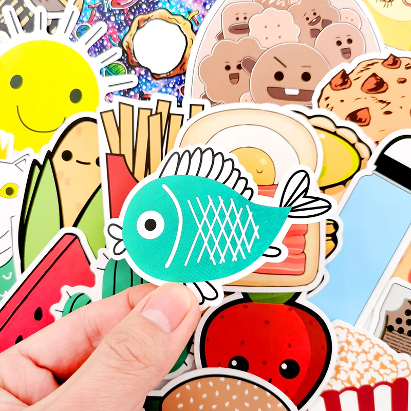 100pcs/set Popcorn Layer Cake Cartoon Food Stickers For Kids Scrapbook Bicycle Motorcycle Skateboard Snowboard Laptop Luggage | Игрушки и