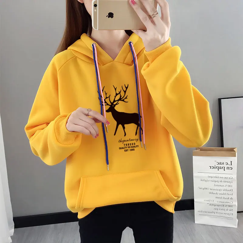 

Letter Friends Printing Chic Simple hoody Jumper Hooded Sweatershirt pullovers autumn winter casual Black