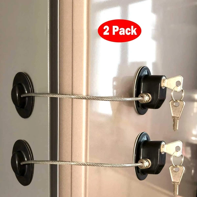 2 Pieces Refrigerator Door Lock Strong Adhesive Freezer File Drawer Child Safety Cupboard with Key | Обустройство дома