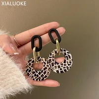 xialuoke vintage black white stripes acrylic drop earrings for women geometric personality dangle earrings jewelry