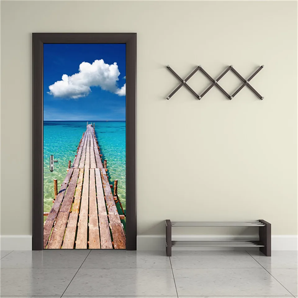 Синее море синее небо обои для двери самоклеящаяся роспись домашний декор 3D