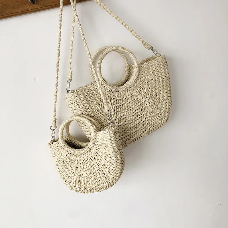 2021 New Summer Women Messenger Crossbody Bags Girls Small Beach Handbag Handmade Beach Bag Rattan Woven Straw Bag