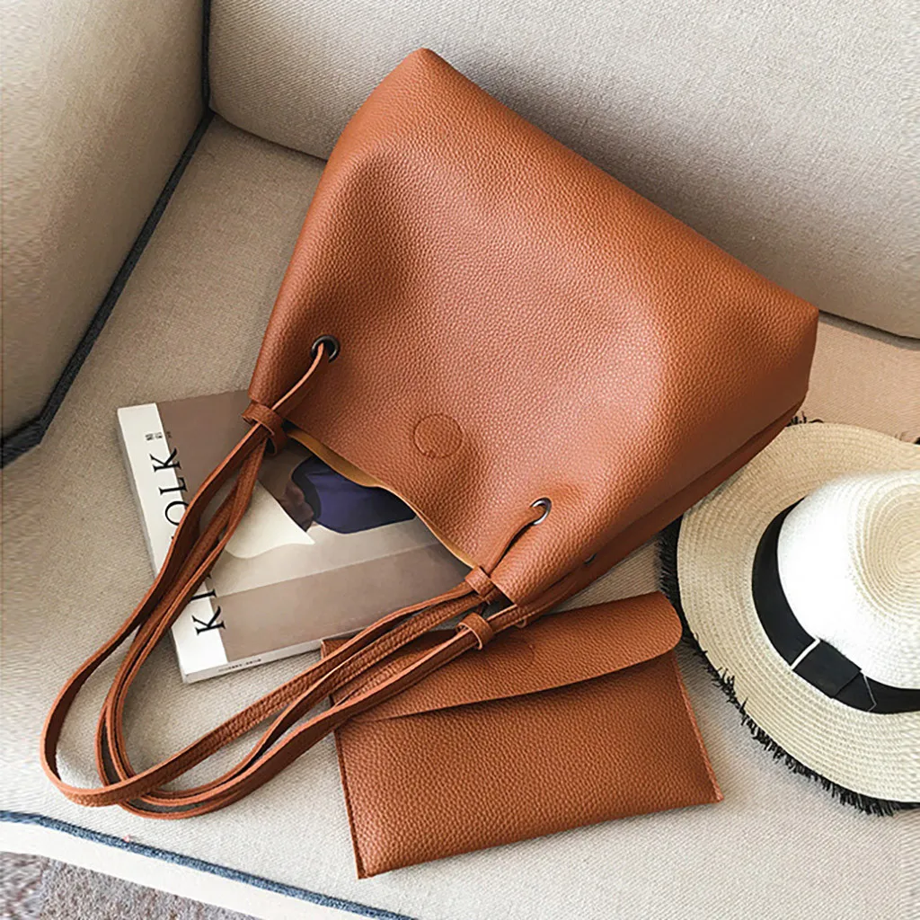 Модная женская сумка кожаная двухкомпонентная через плечо клатч кошелек Ретро