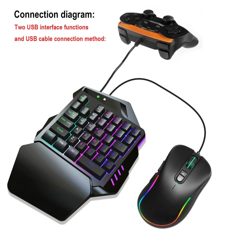 

V500 35 Keys RGB Left Hand Gaming Keyboard Analog Controller Input One-Handed Game Controller LED Backlight Keycaps