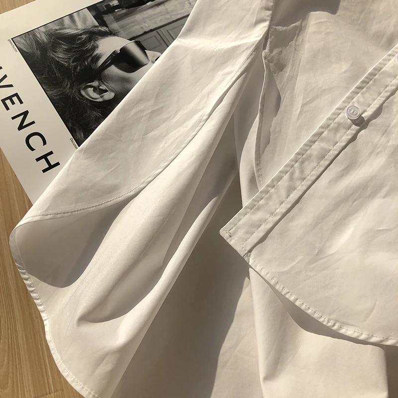 

HE SA korean style blusas shirt dress white sexy chic oversized bonitas button up aesthetic sweet vintage cosy chemise longue