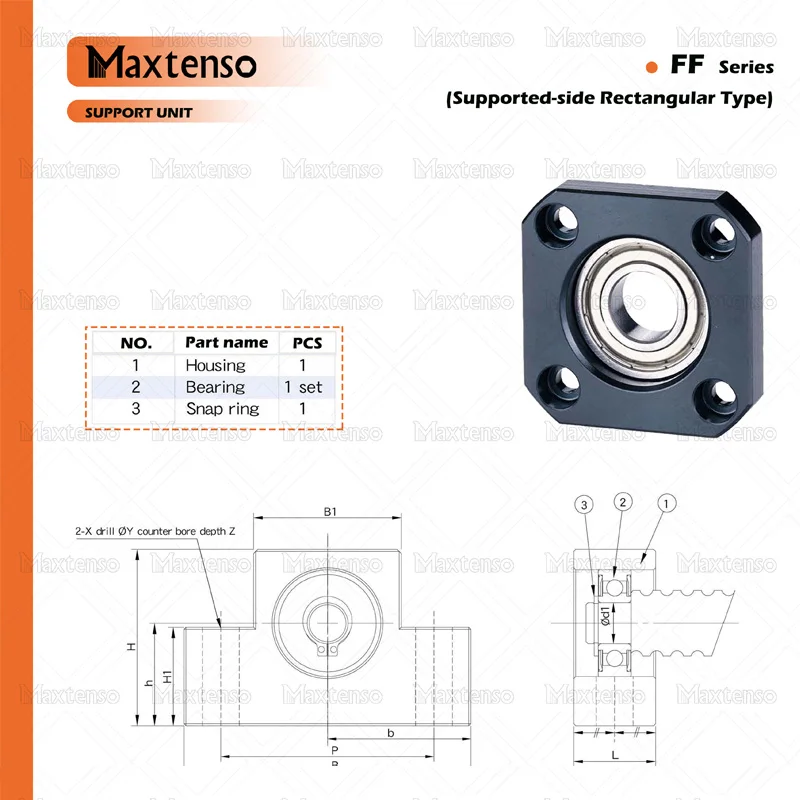 MAXTENSO Support Unit Set FKFF Professional fixed side FK17 FF17 C7 for ball screw TBI sfu 2010 2510 Premium CNC one set | Обустройство