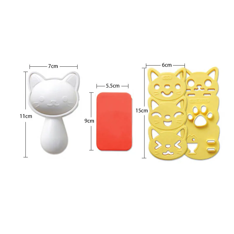 

4pcs/Set Silicone mould Cute Smile Cat Kitchen Gadgets Portable Japanese Style Bento Maker Cooking Tools Sushi Nori Rice Mold