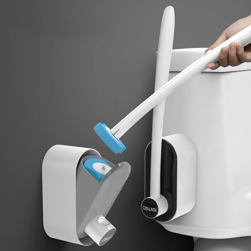 

Disposable Bathroom Toilet Brush Cleaner With Long Handle No Dead Corner Cleaning Brush Replacement Brush Head Wall-mounted Set