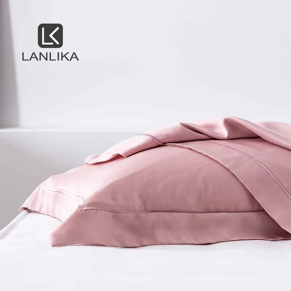 

Lanlika Women 100% Natural Silk Pink Pillowcase Luxury 6A Grade 25 Momme Silk Pillow Cover Healthy Silky Pillow Case For Gift