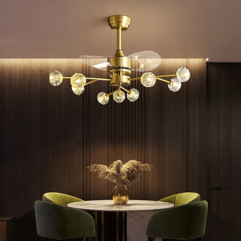 Хрустальный Невидимый 42-дюймовый светодиодный потолочный вентилятор светильник