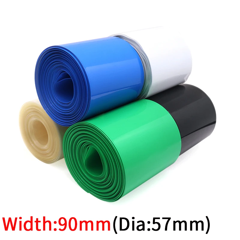 

Width 90mm PVC Heat Shrink Tube Dia 57mm Lithium Battery Insulated Film Wrap Protection Case Pack Wire Cable Sleeve Blue