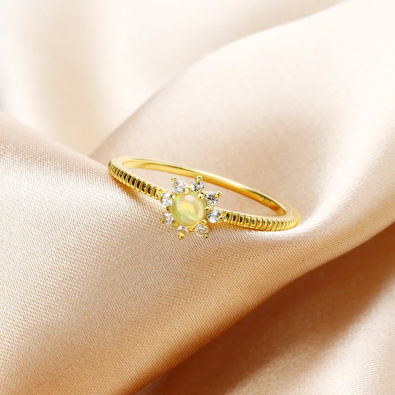 

FFGems Slim Natural Larimar Rings Sterling 925 Silver Gemstone Wedding Engagement for women girl Fine Jewelry with box