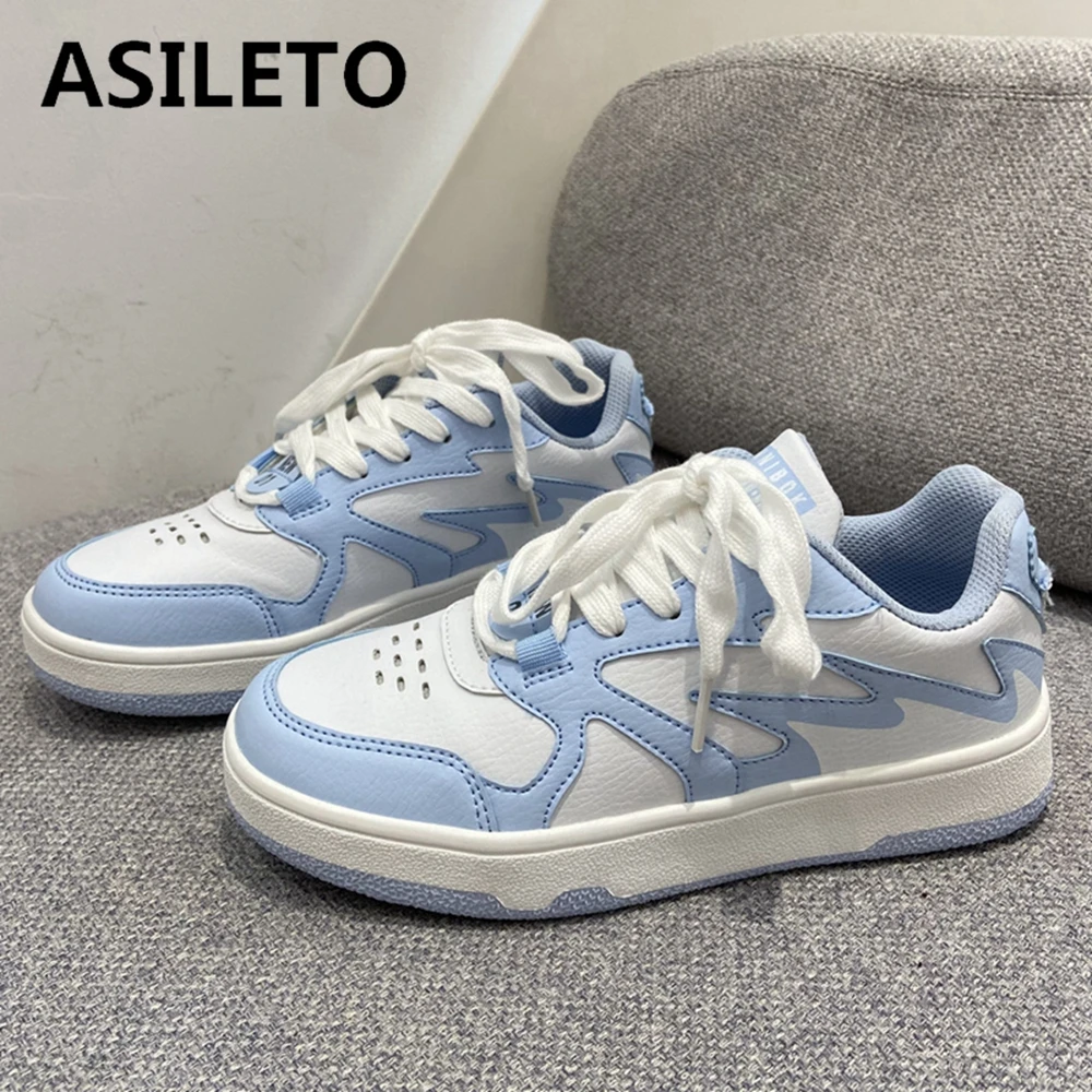 

ASILETO Niche original Deconstructed Sports shoes Women's white blue student Running shoes Thick-soled Shoes for lovers A4568