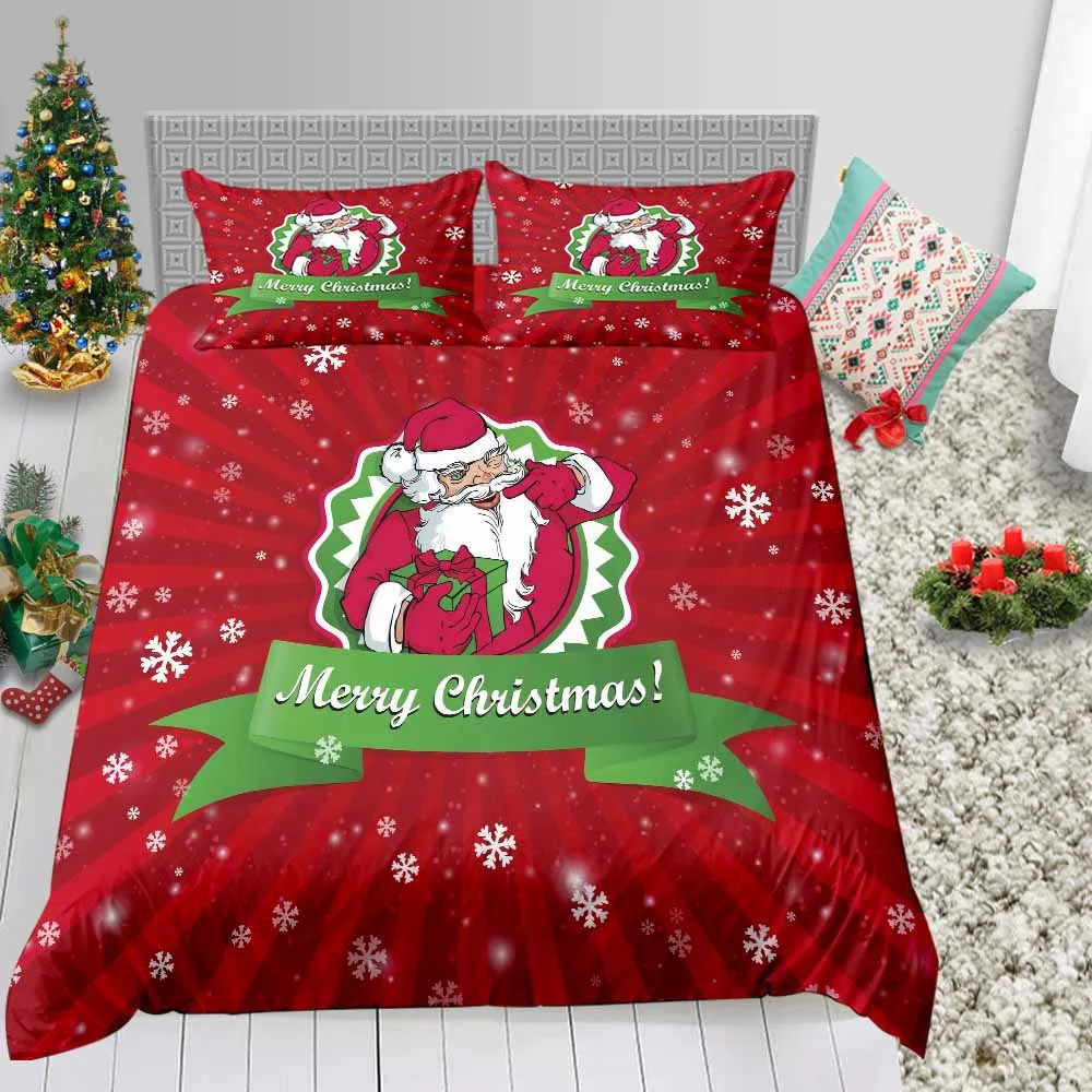 

Thumbedding Cartoon Santa Print Bedding Set Christmas Queen Fashion Cute Duvet Cover Queen Twin Full Single Double Bed Set