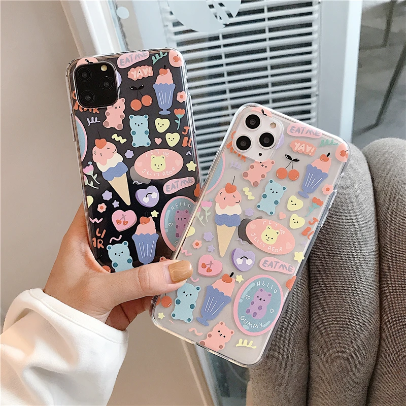 Мультфильм розовый мороженое иллюстрации противоударный чехол для телефона iphone