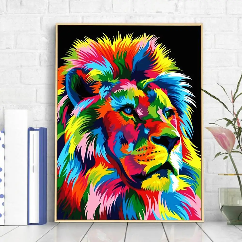 40x50 см DIY Набор для рисования по номерам красочные Львы животные ручная роспись