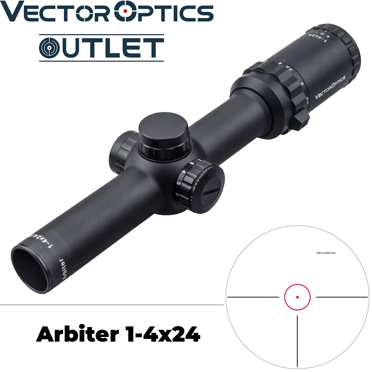 Vector Optics Arbiter 1-4x24 Hunting Riflescope Telescope Rifle Scope Center Red Dot Illumination w/ Mounts Tested.3006 AR15 AK