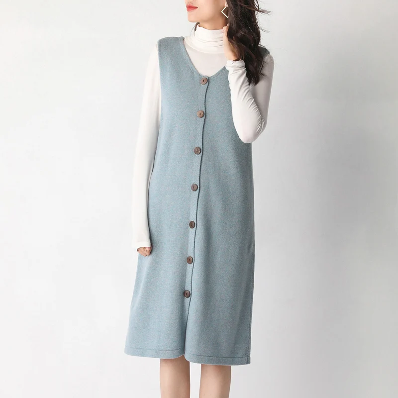 Женская Длинная трикотажная юбка жилет Осеннее модное длинное кашемировое