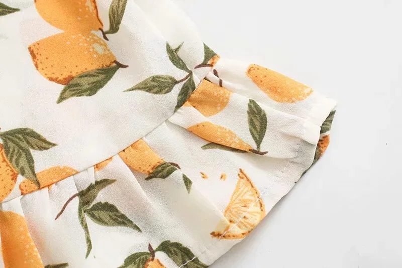 2020 French style Orange Print Women Dress Bodycon Tie Bow Strap Sleeveless Mini Sexy Beach Party Vintage | Женская одежда