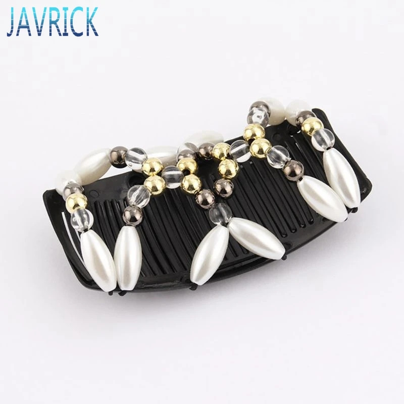 Женская эластичная заколка для волос двойная Волшебная расческа ручной работы с